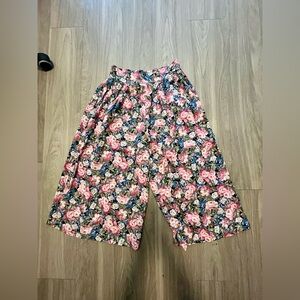 Vintage MARILYN Pink Floral and Wide Leg Flowy Pants Women’s Size Medium